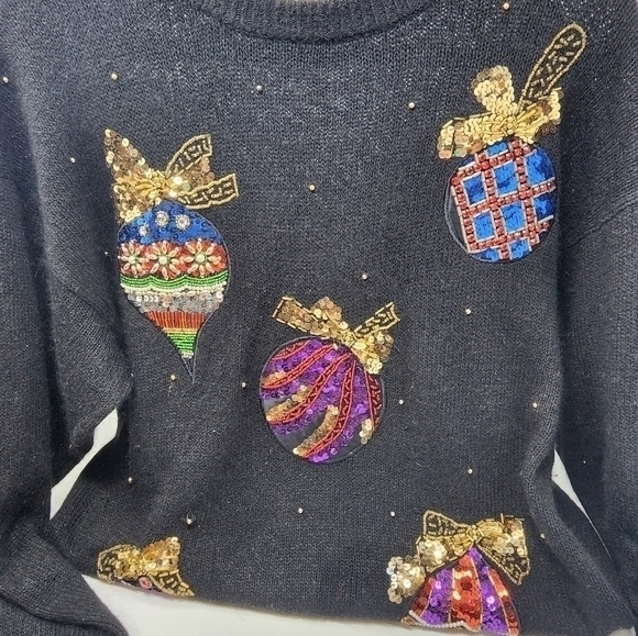 E.M.T Sequin Silk Angora Lambswool  Christmas‎ Ugly Sweater Size Medium - Picture 12 of 15